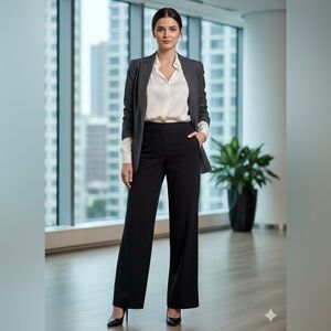 Theory Pants High Waist Wide Leg Precision Ponte Relaxed Women's Sz 8